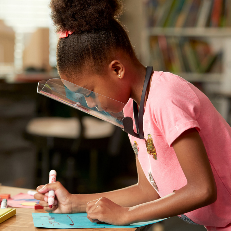 Grade school girl using a ZShield in a classroom